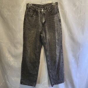 Shein Jeans Black Acid Wash Women's‎ Size 27 Distressed Straight Leg Back Buckle